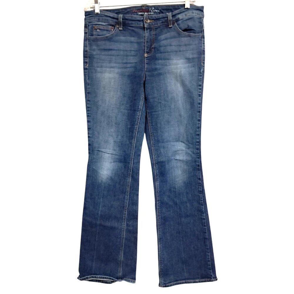 Y2K Tommy Hilfiger Freedom‎ Bootcut Jeans Size 14R Stretch Flap Pockets - Picture 2 of 10